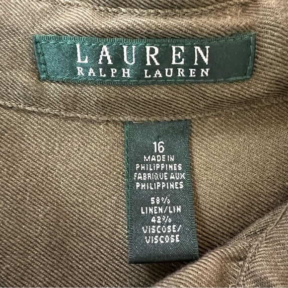 Ralph Lauren Shorts Romper Jumper Linen Blend Olive Army Green Women’s Size‎ 16 - Picture 6 of 11